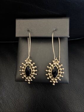 Kendra Scott Faceted Onyx Starburst Gold-Plated Brass Drop Earrings